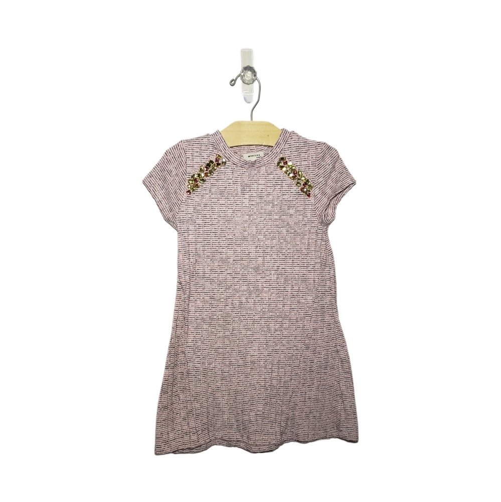 Monteau Los Angeles 5 Girls Pink Jeweled Ribbed Cap Sleeve Dress